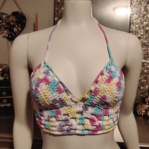 Colorful Crochet Halter Top